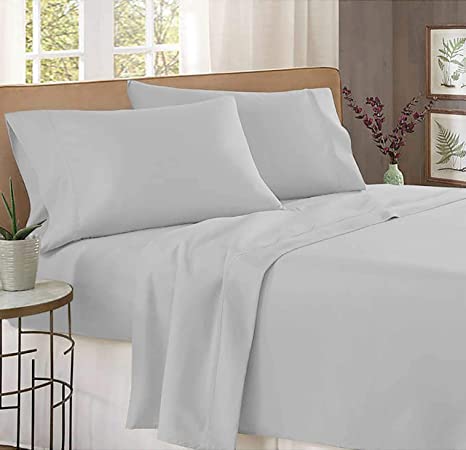 Linen Republic Hotel Collection Bed Sheet Set (Light Grey, Queen)