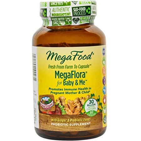 MegaFood - MegaFlora for Baby & Me, Promotes Immune Health in Pregnant Mother & Child, 60 Capsules