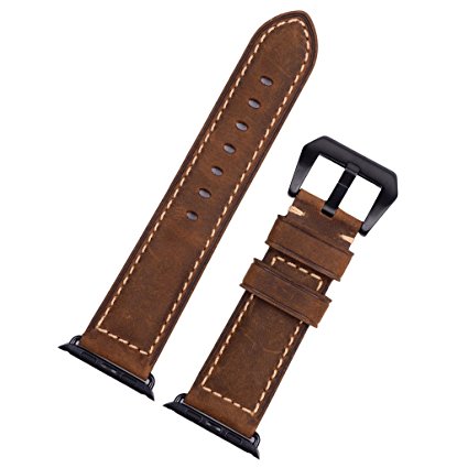 SLIFTER 42mm Crazy Horse Genuine Leather Watchband For i Watch Replacement Wristband Fit For Apple Watch