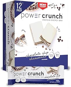 Power Crunch Protein Wafer Bars, High Protein Snacks with Delicious Taste, Chocolate Chip Cheesecake, 1.4 Ounce (12 Count)