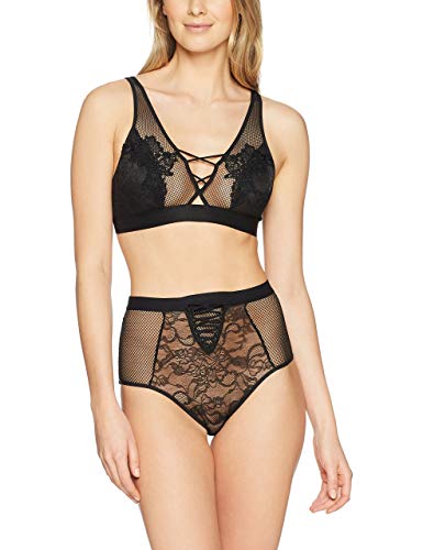 Mae Women's Allover Lace Bralette and High Waisted Panty Set