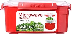 Sistema Microwave 3.2L Large Microwave Steamer, Red