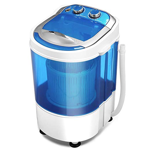 KUPPET Mini Portable Washing Machine for Compact Laundry, 7lbs Capacity, Small Semi-Automatic Compact Washer with Timer Control Single Translucent Tub(Blue)