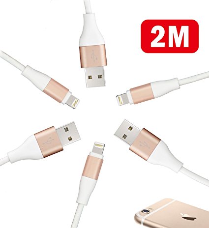 [3-Pack 2M Gold] OTISA High Speed Heavy Duty iPhone Cable, Lightning to USB Cable Charing Sync Cord for iPhone 6s/6/5, iPad Air/Mini,iPod Nano/Touch, Compatible with iOS9 - NEW Release