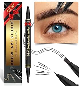 iMethod Microblading Eyebrow Pencil - Brow Pencil 2-in-1 Dual-Ended Eyebrow Pen with 3-Prong Micro-Fork-Tip Applicator & Precise Brush-Tip Creates Natural-Looking Brows, Stay on All Day, Black