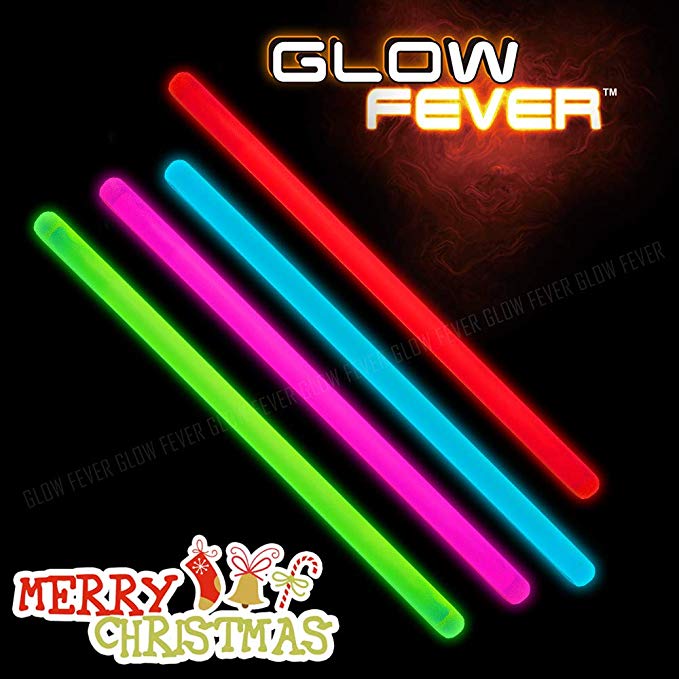 Glow Fever Bulk Glow in The Dark 50ct 10'' Jumbo Glow Sticks, for Party Supplies Festivals Raves Birthday Wedding, Multi