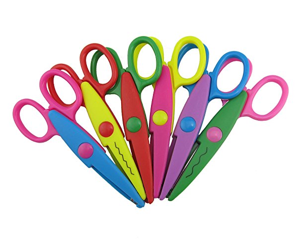 Honbay Pack of 6 Assorted Colors Kids Smart Paper Edger Scissors for Teachers, Students, Crafts, Scrapbooking, DIY Photos, Album, Decorative