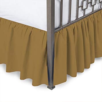 Sleepwell Taupe Solid, Twin Size Ruffled Bed Skirt 10 inch Drop Split Corner,100 Percent Pure Egyptian Cotton 400 Thread Count, Wrinkle & Fade Resistant