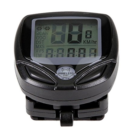 Exlight Water Resistance Bicycle Wireless Odometer Speedometer Having Digital LCD Display with Multi Functionality (Black with Grey)