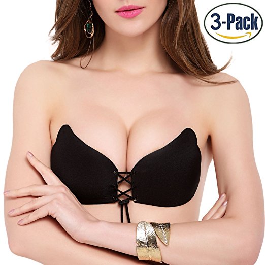 Strapless Self Adhesive Sticky Bra Invisible Brassiere With Drawstring For Women