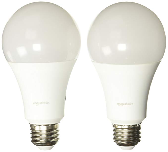 AmazonBasics 100 Watt Equivalent, Soft White, Non-Dimmable, A21 LED Light Bulb - 2-Pack