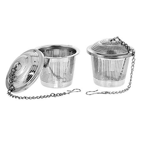 U.S. Kitchen Supply - 2-Pack Premium Tea Infuser - 2" Diameter Stainless Steel - Single Cup - Perfect Strainers for Loose Leaf Tea and Spices