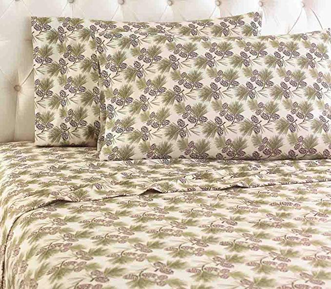 Shavel Micro Flannel Sheet Set, Queen, Pinecone Natural