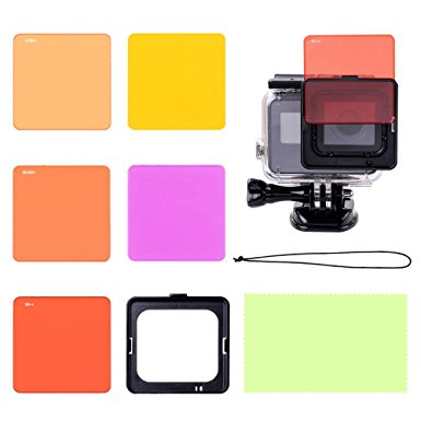 Aobelieve Underwater Dive Filter Kit for GoPro Hero 5 Black - 5 Filters (3x Red, 1x Magenta, 1x Yellow) - For Using with GoPro Official Waterproof Housing (Super Suit)