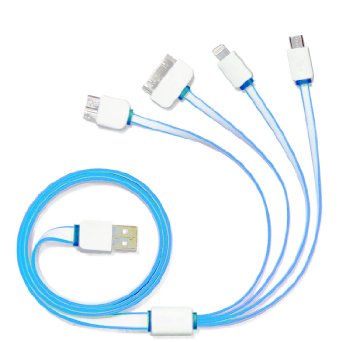 USB CableUSB Charging Cable 4-IN-1 Premium Quality USB Adapter Charging Cable for Iphone 6 Plus 6 5s 4 4sAndroid Smart Phones and Tablets whiteampblue