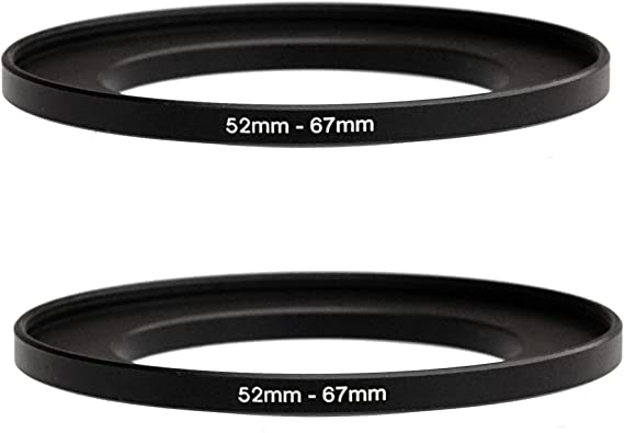 (2-Pcs) 52-67MM Step-Up Ring Adapter, 52mm to 67mm Step Up Filter Ring, 52 mm Male 67 mm Female Stepping Up Ring for DSLR Camera Lens and ND UV CPL Infrared Filters