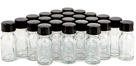 Vivaplex, 24, Clear, 10 ml (1/3 oz) Glass Bottles, with Lids
