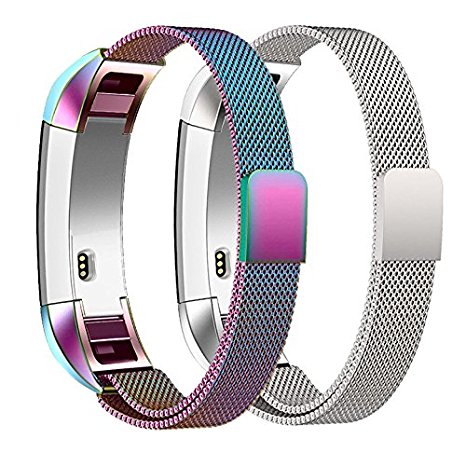 iTerk For Fitbit Alta HR and Alta Bands, Stainless Steel Metal Replacement Wristband Milanese Loop Mesh Adjustable Small Large
