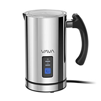 Milk Frother, VAVA Electric Liquid Heater with Hot or Cold Milk Functionality (Silent Operation, Strix Temperature Controls, Non-Stick Coating, Milk Level Indicator, and Extra Whisks, with FDA Approved)