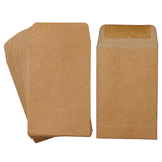 Coobey 120 Pack Self-Adhesive Coin Envelopes Kraft Mini Small Parts Envelopes for Coin Seed Storage, Jewelry, Stamps or Small Parts, 2.25 × 3.5 Inch