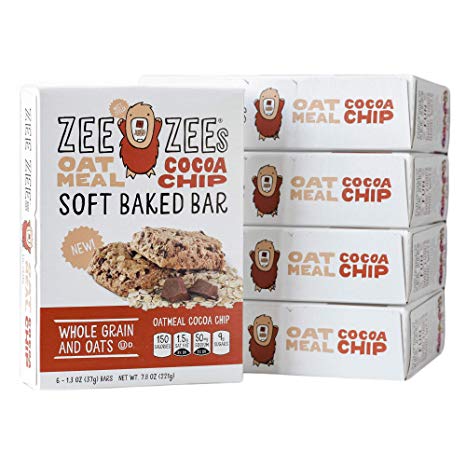 Zee Zees Whole Grain Soft Baked Snack Bars, Oatmeal Cocoa Chip, 1.3 oz Bars, 30 pack
