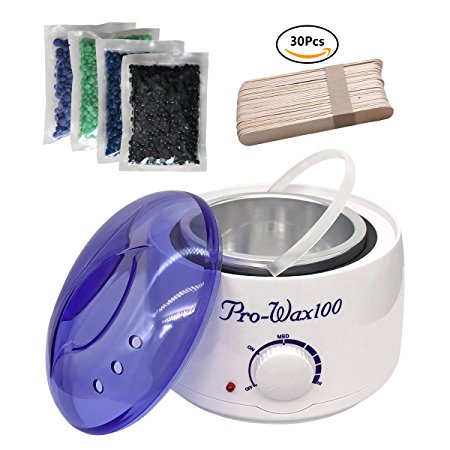 Wax Warmer, iFanze Wax Heater Electric Fast-heating Wax Melting Pot Kit for Body Hair Removal with 4 Packs Different Flavors Hard Wax Beans and 30 Pcs Wax Applicator Sticks for Women & Men