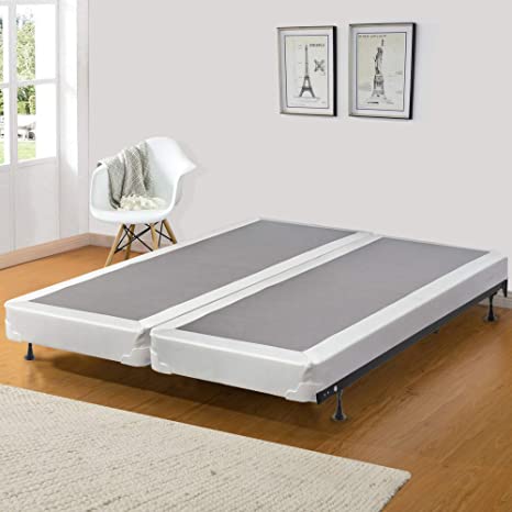 Spring Solution 4-inch Fully Assembled Wood Split Low Profile Traditional Box Spring/Foundation For Mattress, King Size, White