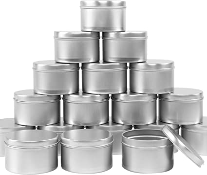 Moretoes 24 Pack Candle Tins 8oz Round Mental Tins for Candle Making, Arts Crafts, Storage