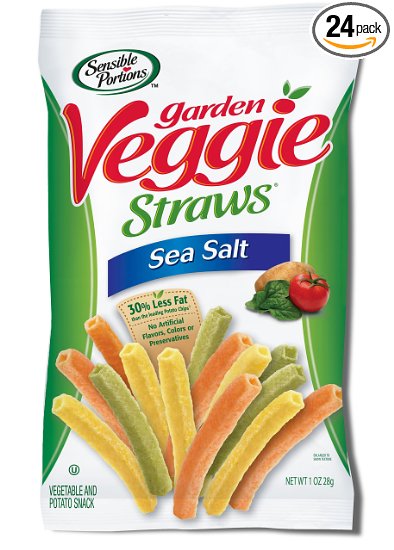 Sensible Portions Garden Veggie Straws, Sea Salt, 1 Ounce (Pack of 24)