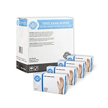 SupplyMaster - SMCVE4L - Medical Vinyl Gloves - Disposable, Powder Free, Exam, 4 mil, Large, Clear (Case of 400)