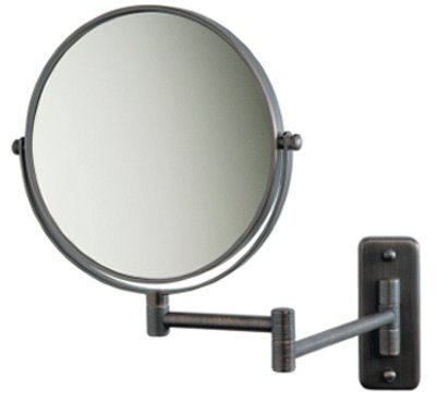 SeeAll 8" Makeup Vanity Mirror, Oil-Rubbed Bronze, Dual Arm, Wall Mount, 7X Optics