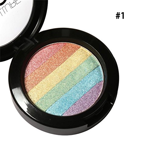 Shouhengda Rainbow Highlighter Makeup Palette Cosmetic Blusher Shimmer Powder Contour Eyeshadow A01