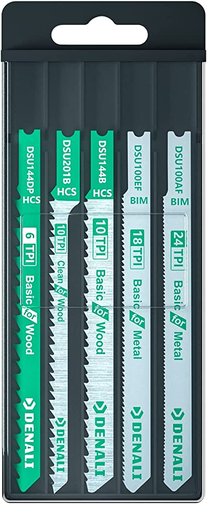 Amazon Brand - Denali U-shank Jig saw Blades, Wood and Metal (6T, 10T, 18t), 24-Pieces