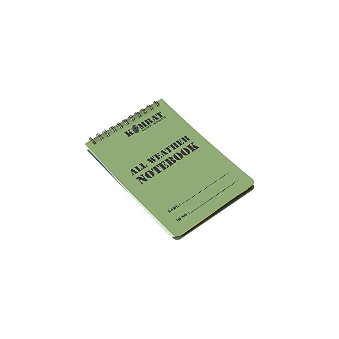 Kombat UK A6 Waterproof Notepad, Olive Green