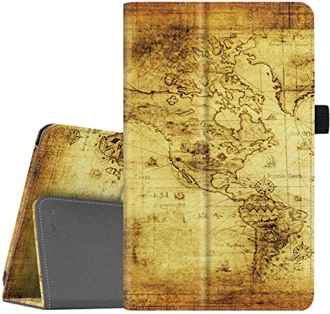 Famavala Folio Case Cover Compatible with 7" Amazon Kindle Fire 7 Tablet (9th Generation, 2019 Release) (MapBrown)