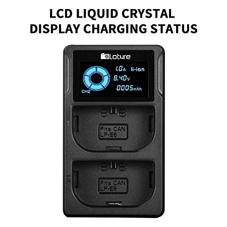 LP-E6 Battery Charger for Canon EOS 5D Mark II III IV, 5DS, 5DS R, 6D, 60Da, 7D, 70D, 80D, 7D Mark II and More Cameras, LP-E6N Camera Battery Charger with Car Charger, Replace Canon LC-E6 Charger