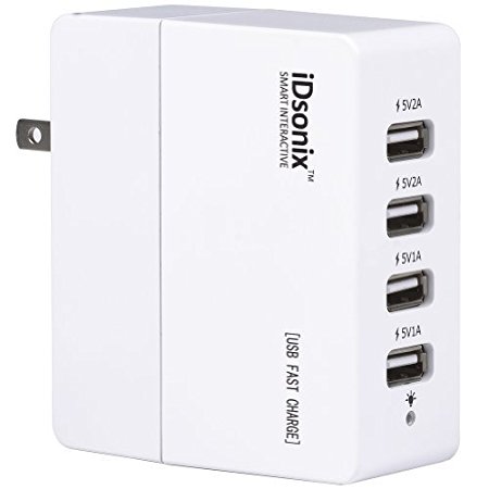 iDsonix 5V 6A 30W Universal AC Wall Charger with Two 5V 2.1A Port and Two 5V 1A Port