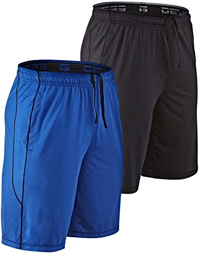 DEVOPS Men's 2 Pack Cool Chain 10-inch Loose-Fit Workout Training Shorts