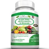 Super Daily Multivitamin for Men Women Over 50 and Seniors Best Food Based Natural Multivitamins Supplement With 21 Vitamins And Minerals Plus Proprietary Blend of 42 Fruit Vegetable Super Foods