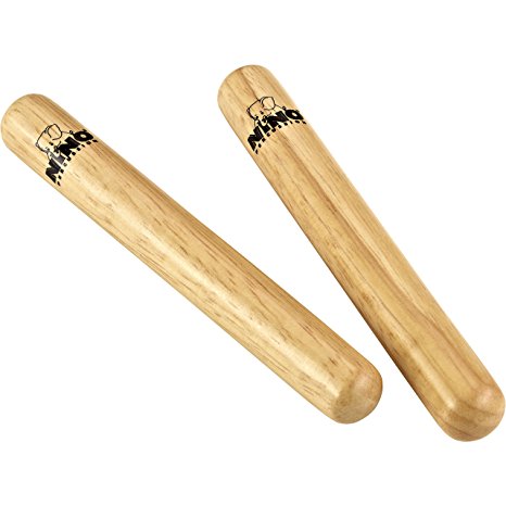 Nino Percussion NINO574 Natural Wood Claves, 8" Regular Size