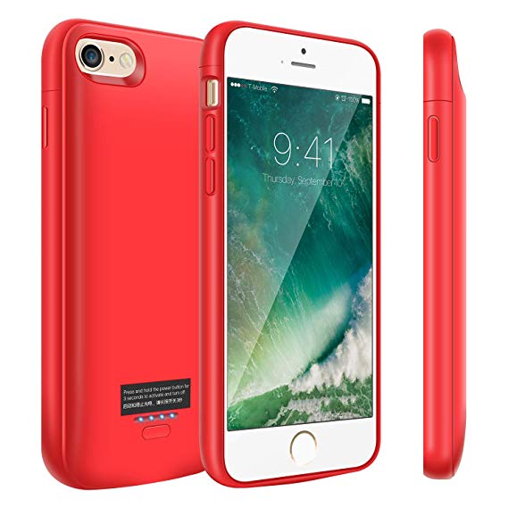 Battery Case for iPhone 6/6s, 4000mAh Portable Charger Case, Rechargeable Extended Battery Charging Case for iPhone 6/6s(4.7 inch)-Red