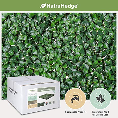 NatraHedge Artificial Boxwood Hedge Mat 20"x 20" Panels (12 Pack)