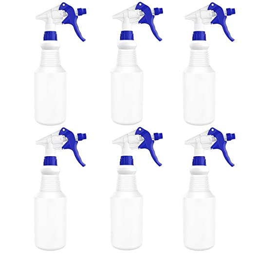 Plastic Spray Bottles 24 oz Leak Proof Water Fine Mist Sprayer Empty Bottle for Cleaning Solutions Auto Detailing Plants Bathroom and Kitchen 6 Pack