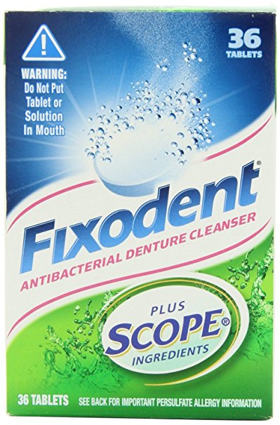 Fixodent Antibacterial Denture Cleanser Plus Scope, 36 Each (Pack of 3) Total 108