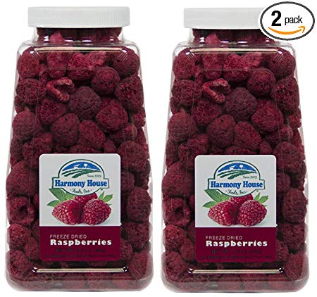 Harmony House Foods Freeze-Dried Whole Raspberries (3.5 oz, Quart Size Jar) - Set of 2