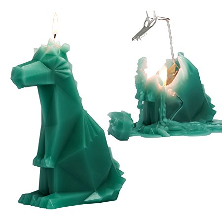 PyroPet Candles, Dreki Dragon Wax Candle, Melts to Metallic Skeleton (Green)