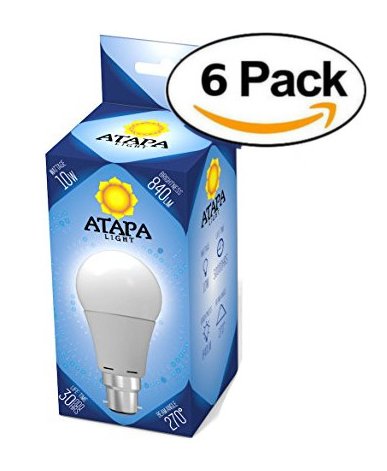 6 pack LED bulb 10W 840 Lumens 270° Beam Angle B22 Bayonet Cap Very Bright 70W Weplacement Energy Saving Light Bulbs Natural Warm White Colour Light Newest Technology Energy Class A  Globe A60 GLS Lamps for Shower Bathroom Kitchen Living Room Porch Home Garden Library Accessories