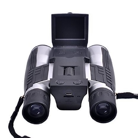 PYRUS 12x32 Digital Camera Binoculars 2 LCD Display Handsfree Neck Strap Binocular Camera with 32mm Objective Lens