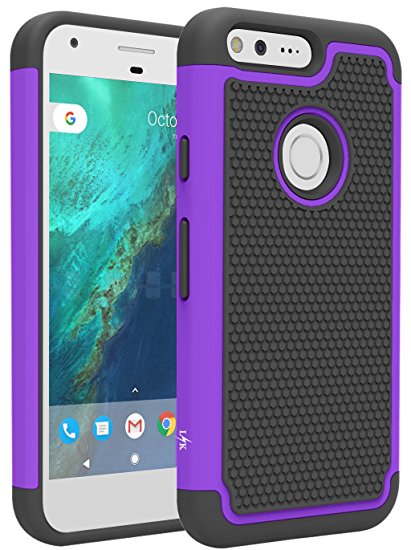 Google Pixel Case, LK [Shock Absorption] Drop Protection Hybrid Dual Layer Armor Defender Protective Case Cover for Google Pixel (Purple)