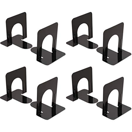 Universal Economy Bookends, Standard, 4 3/4 x 5 1/4 x 5, Heavy Gauge Steel, Black (4)